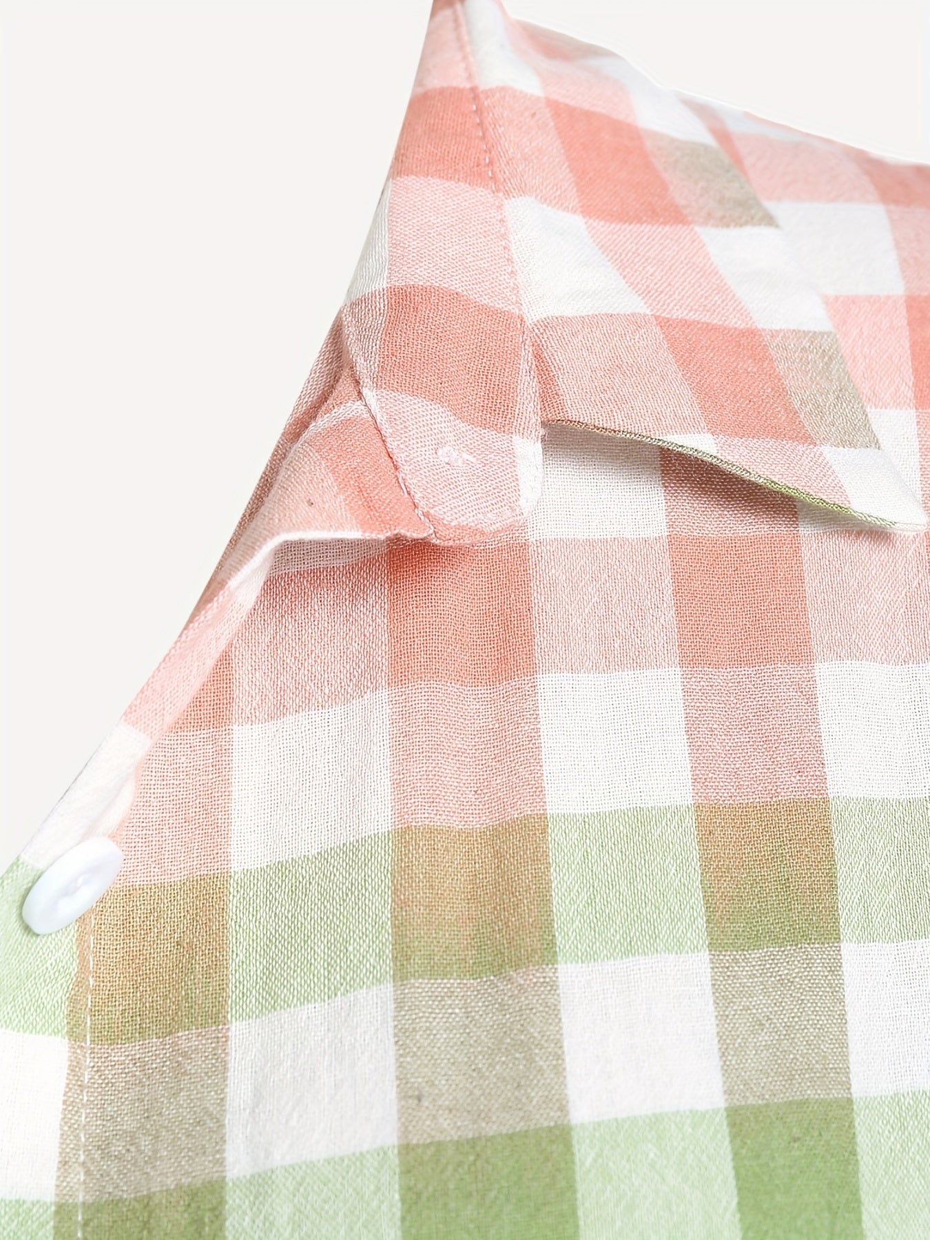 Colorblock Gingham Button Up Peplum Blouse