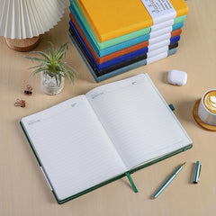 Thick Lined Diary Notebook Pen 365 Pages A5 College Rules Leather Hardcover