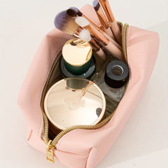 Pink Cosmetic Bag Women Makeup PU Travel Toiletry Zipper Storage Pouch