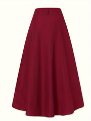 Button Detail High Rise Maxi Skirt with Pockets