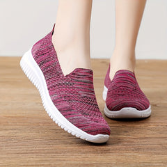 Women's Breathable Flying Woven Slip-On Sneakers Lightweight Low Top Shoes