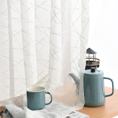 1pc Cross Embroidery Sheer Curtain for Home Decor