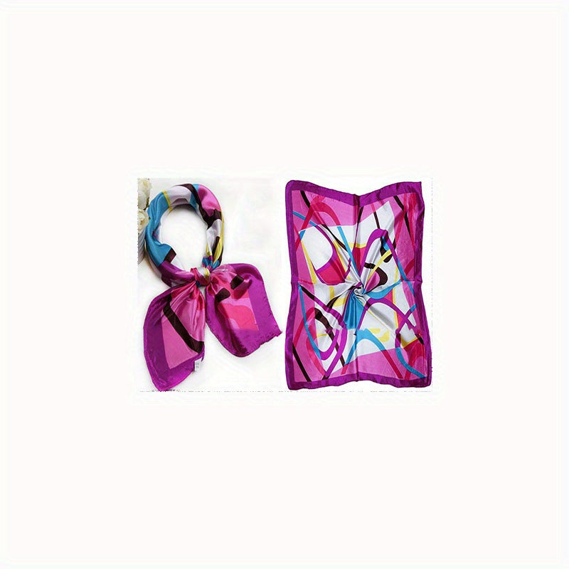 Stripe Print Neckerchief Silk Square Scarf Head Wrap Hair Accessory