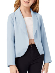 Girls Open Front Shawl Collar Crop Blazer Top