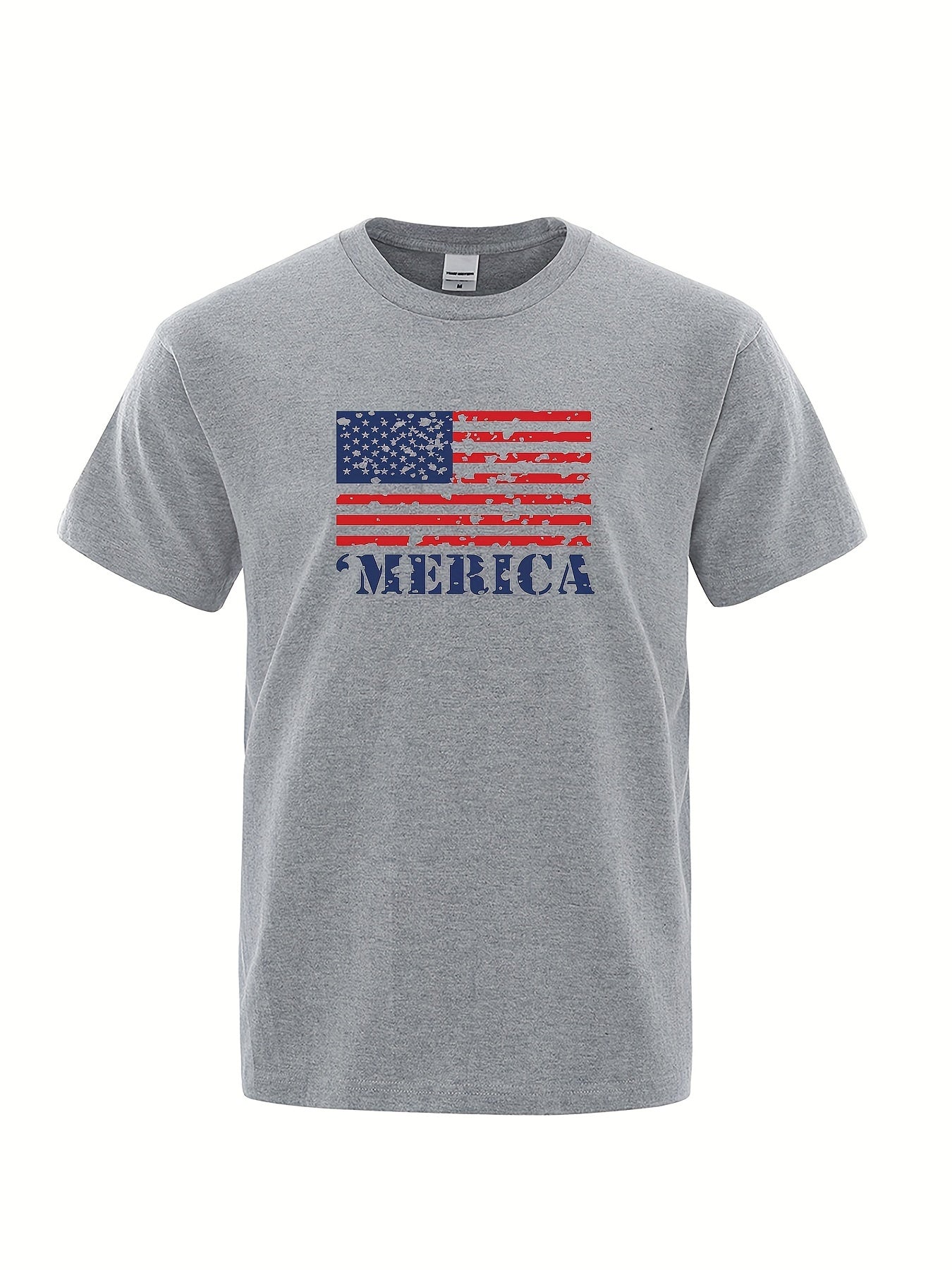 American Flag Print Men's Graphic Cotton T-shirt Active Tee for Summer