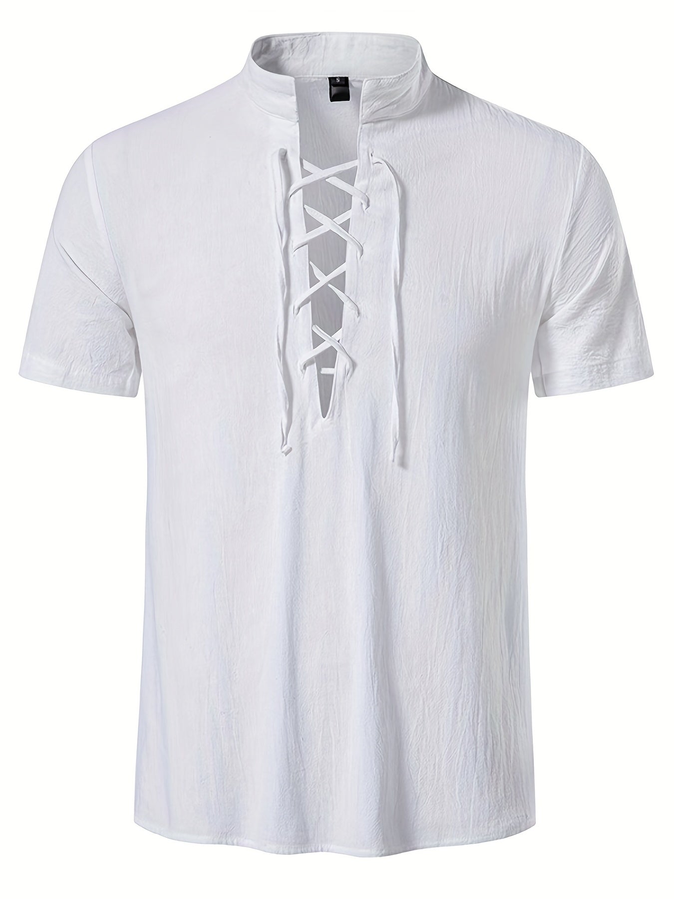 Casual Lace Up Short Sleeve Men's Shirt