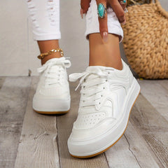 Women's Classic Small Shoes Faux Leather Lace Up Low Top Walking Shoes