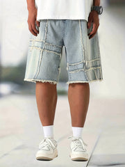 Men's Distressed Denim Shorts Loose Fit Casual Street Style for Summer
