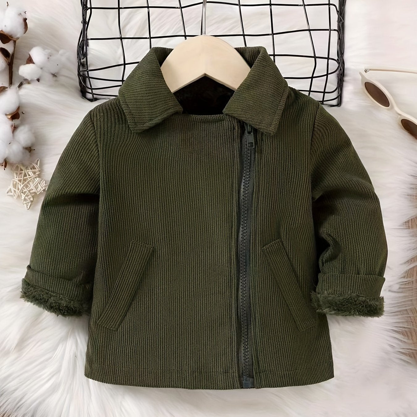 Toddler Boys Plush Winter Coat Zip Up Jacket