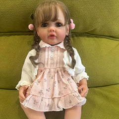 22in Reborn Dolls Handrooted Hair Full Vinyl Waterproof Accompany Toy