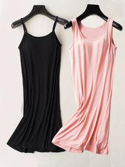 2-Pack Women's Plus Basic Nightdress Set Round Neck Soft Cami Dr