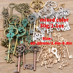 30g Vintage Mixed Key Charms for Jewelry Making DIY Supplies