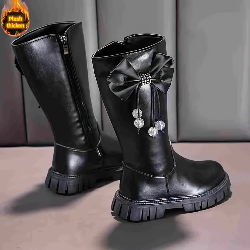 JIAGEYA Solid Knee High Boots for Girls