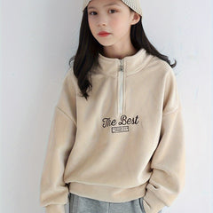 Print Half Zip Pullover Long Sleeve Jacket for Kids