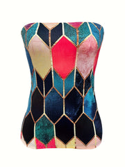 Geometric Print Tube Top Sleeveless Summer Top