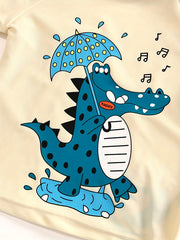 Boys Swimsuit 3pcs Crocodile Print Short Sleeve T shirt & Swim Trunks
