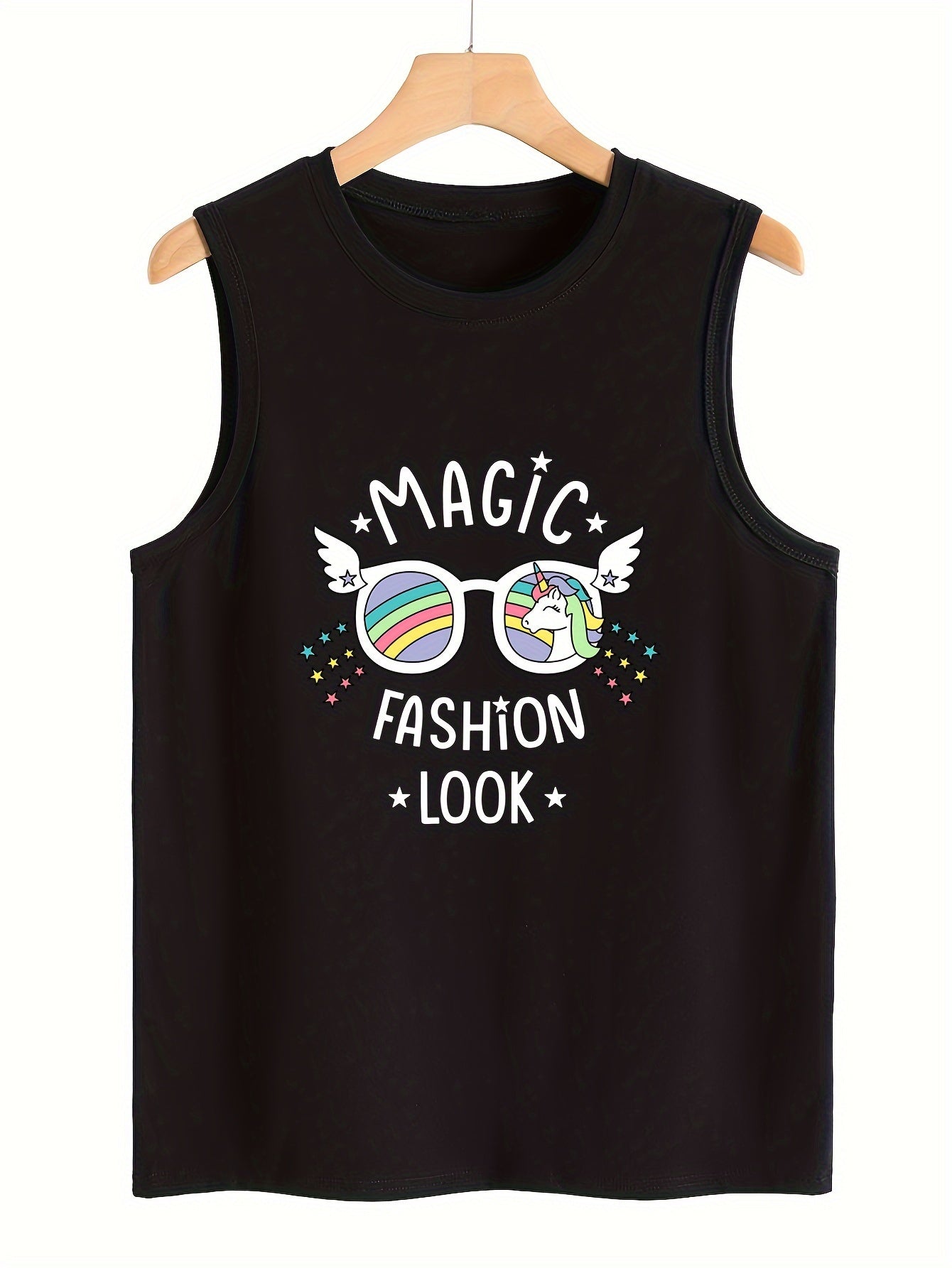 Letter Pattern Stretchy Sports Vest Round Neck Sleeveless Casual Top