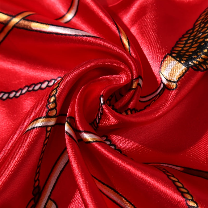 Large Square Satin Neck Scarf Lightweight Silk Scarf
