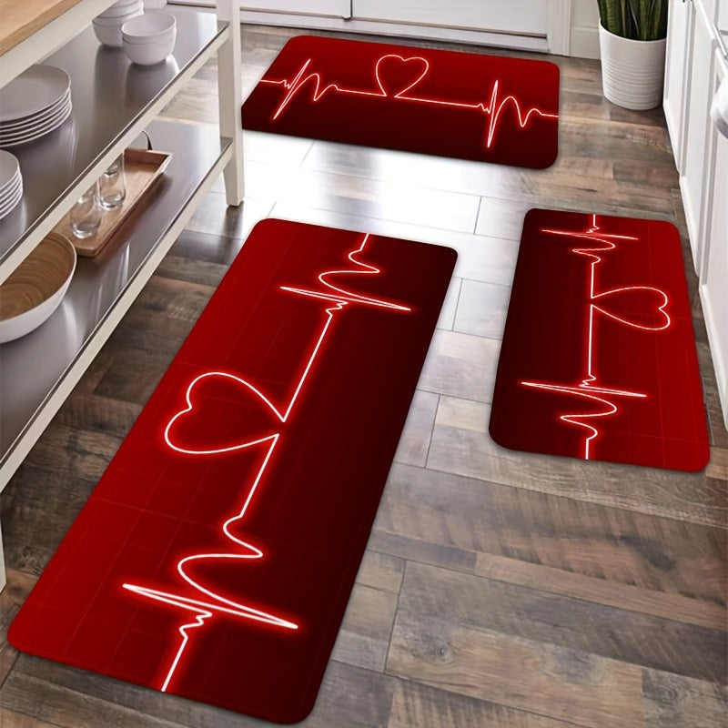 Heartbeat Picture Pattern Rug Decorative Floor Mat Machine Washable Car