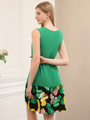 Abstract Print Splicing Dress Sleeveless Dress Women's Clothing