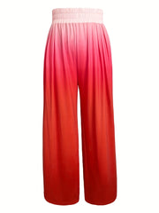 Gradient Wide Leg Pants Elastic Waist Women's Clothing