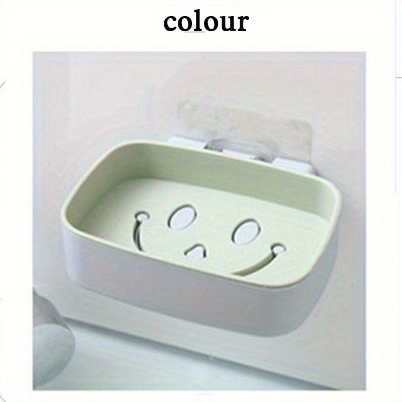 Smiling Face Double Layer Soap Holder Wall Mounted Soap Dish Plastic Soap Tray