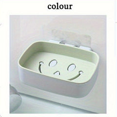 Smiling Face Double Layer Soap Holder Wall Mounted Soap Dish Plastic Soap Tray