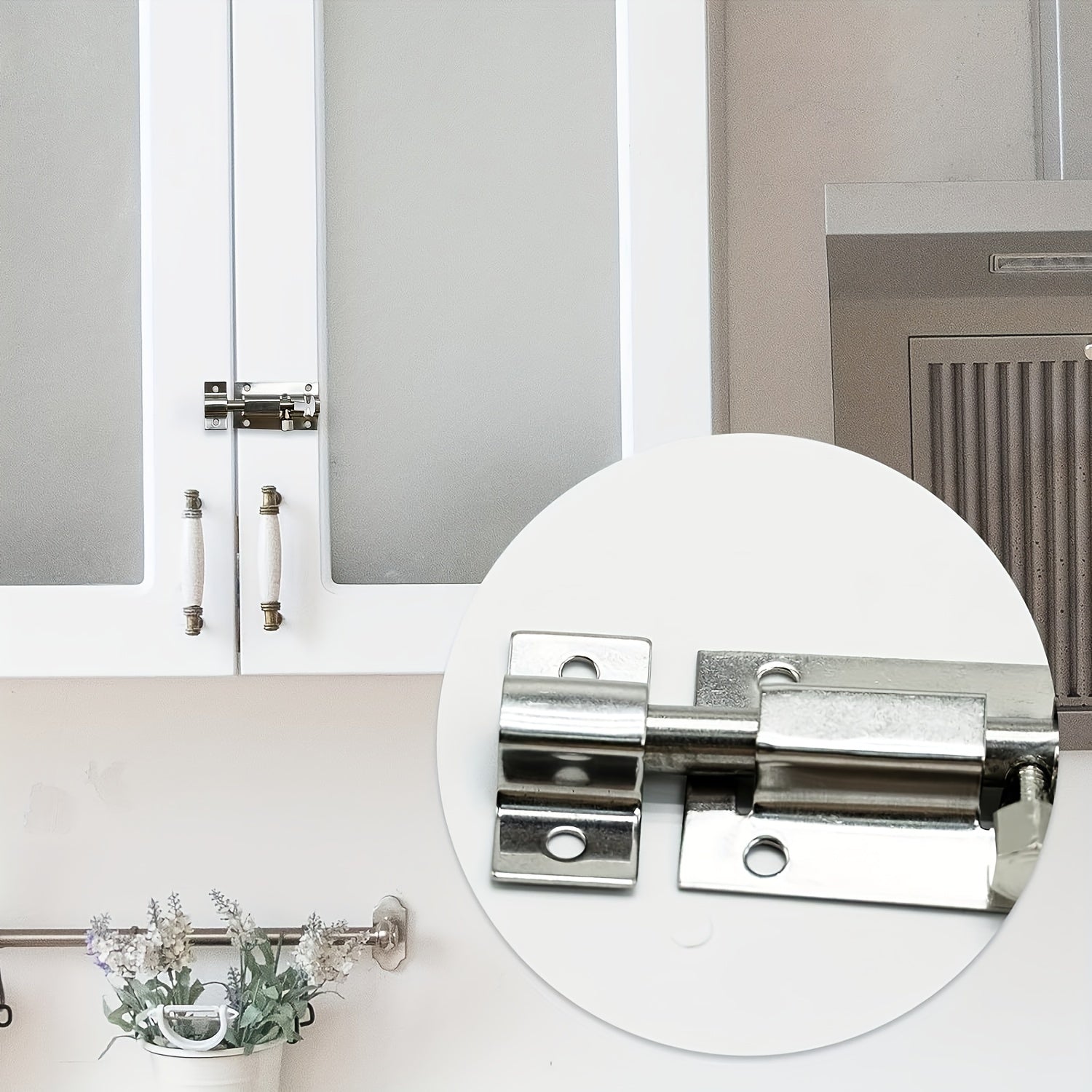 2pcs Sliding Bolt Lock Stainless Steel Durable Small Plate Lock
