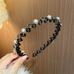 Faux Pearl Flower Hair Hoop Rhinestone Headband Hair Accessories Girls