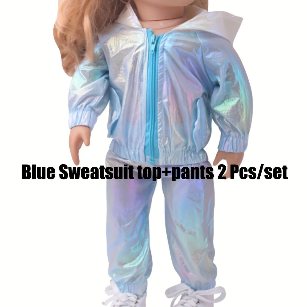 Candy Sweatsuit 18 Inch 2pcs Set Hooded Sun Protection Sweatsuit for Doll