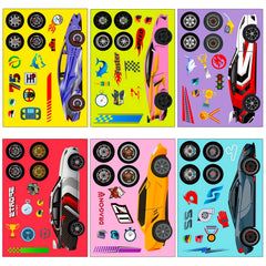 6 Sheets Sports Car Assembly Puzzle DIY Stickers