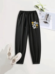 Letter Print Sports Pants Drawstring Joggers Couple