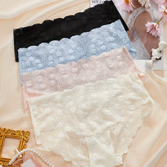 4pcs Lace Briefs Comfy & Breathable Women's Panties