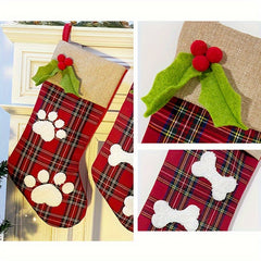 Christmas Socks Ornaments Plaid Gift Bags Candy Socks Tree Pendant