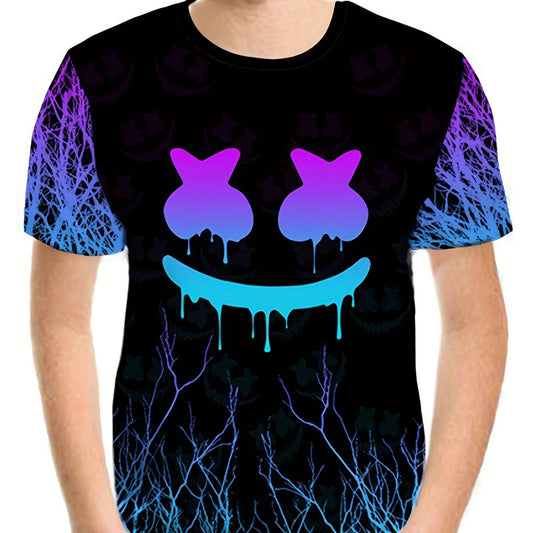 Boys' Breathable 3D Smile Graphic Tee for Summer