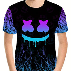 Boys' Breathable 3D Smile Graphic Tee for Summer