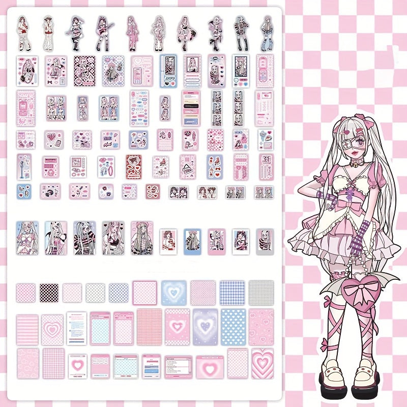 60Sheets Sweet Mouth Eating Series Material Package Cartoon Girl Anime Character