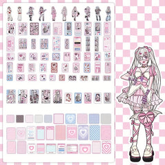 60Sheets Sweet Mouth Eating Series Material Package Cartoon Girl Anime Character