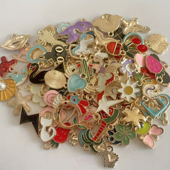 200pcs Mixed Drip Alloy Pendants Enamel Charms for DIY Necklace Jewelry