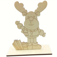 1Pc Wooden Embryo DIY Wooden Christmas Elder Snowman Elk Christmas Tree