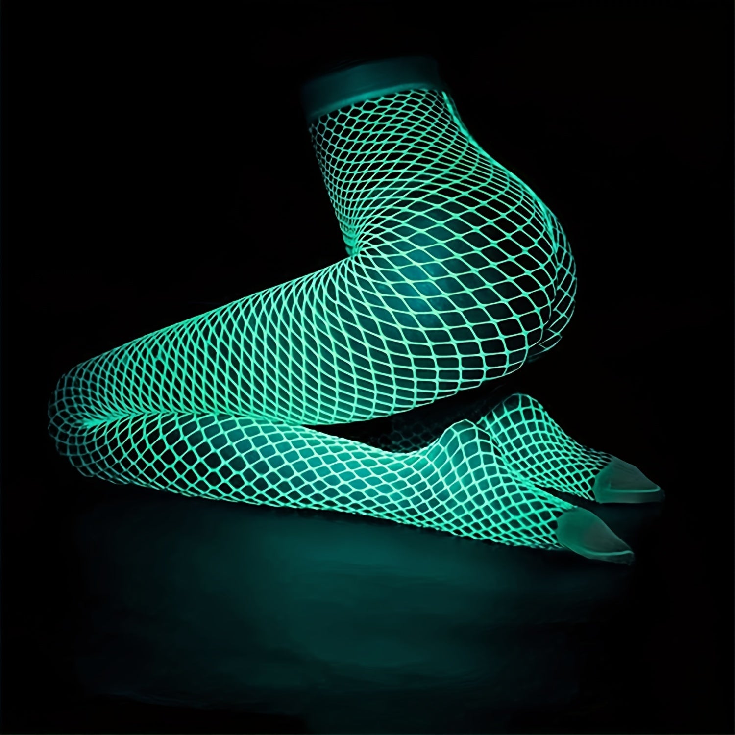 Glow In The Dark Fishnet Tights for Plus Size Women, High Waist