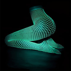 Glow In The Dark Fishnet Tights for Plus Size Women, High Waist