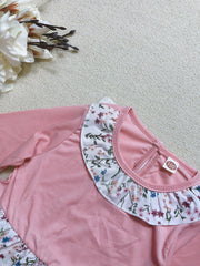 Floral Ruffle Collar Long Sleeve Dress For Girls