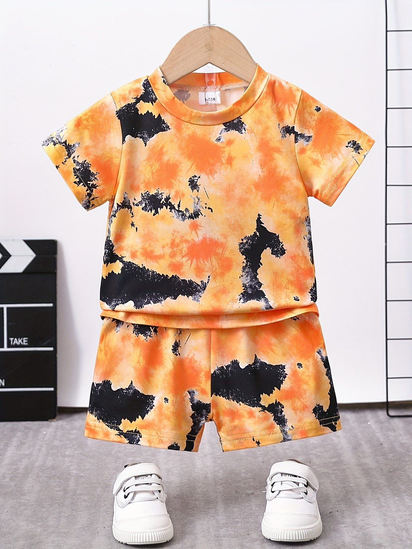 2pcs Baby Boys Tie Dye T shirt & Shorts Set Summer Baby Clothes