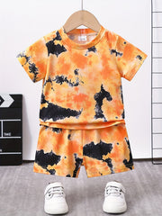 2pcs Baby Boys Tie Dye T shirt & Shorts Set Summer Baby Clothes