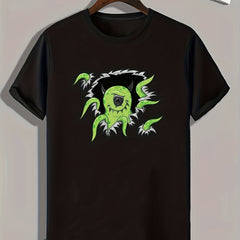 Monster Pattern Print Men's Comfy Sports T-shirt Graphic Tee