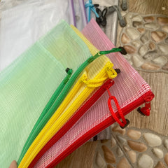 Grid Zipper File Bag Thickened PVC Waterproof Large Storage Bag