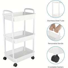 3 Tier Rolling Storage Cart Bathroom Organizers