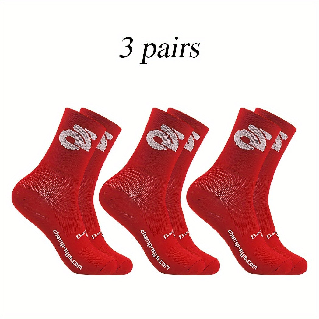 Men's 3-Pack Mid Crew Sport Socks Nylon Blend Breathable for Training