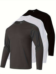 Men's Solid Long Sleeve T-Shirt Quick Dry Moisture Wicking